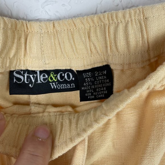 STYLE & CO Womens Plus 22W Yellow Linen Drawstring Pants with Pockets - Picture 5 of 11